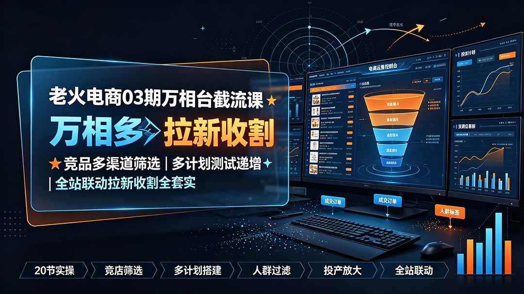 （19431期）老火电商03期万相台截流课：竞品多渠道筛选｜多计划测试递增｜全站联动拉新收割全套实操教学