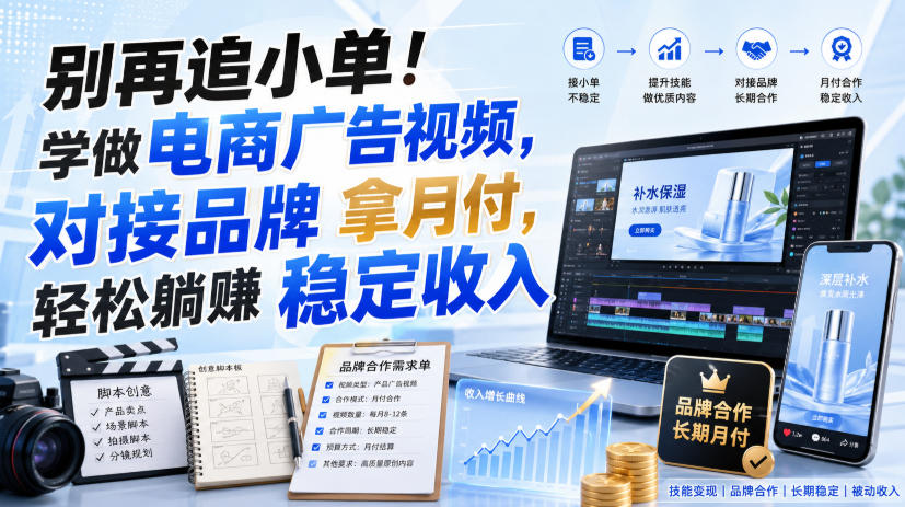 别再追小单！学做电商广告视频，对接品牌拿月付，轻松躺賺稳定收入【原创双语字幕】-洛柒笔记