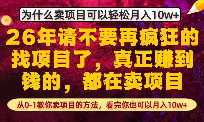 为什么真正賺到钱的都在卖项目，从0-1教你卖项目的方法，看完你也可以月入10w+【揭秘】-洛柒笔记
