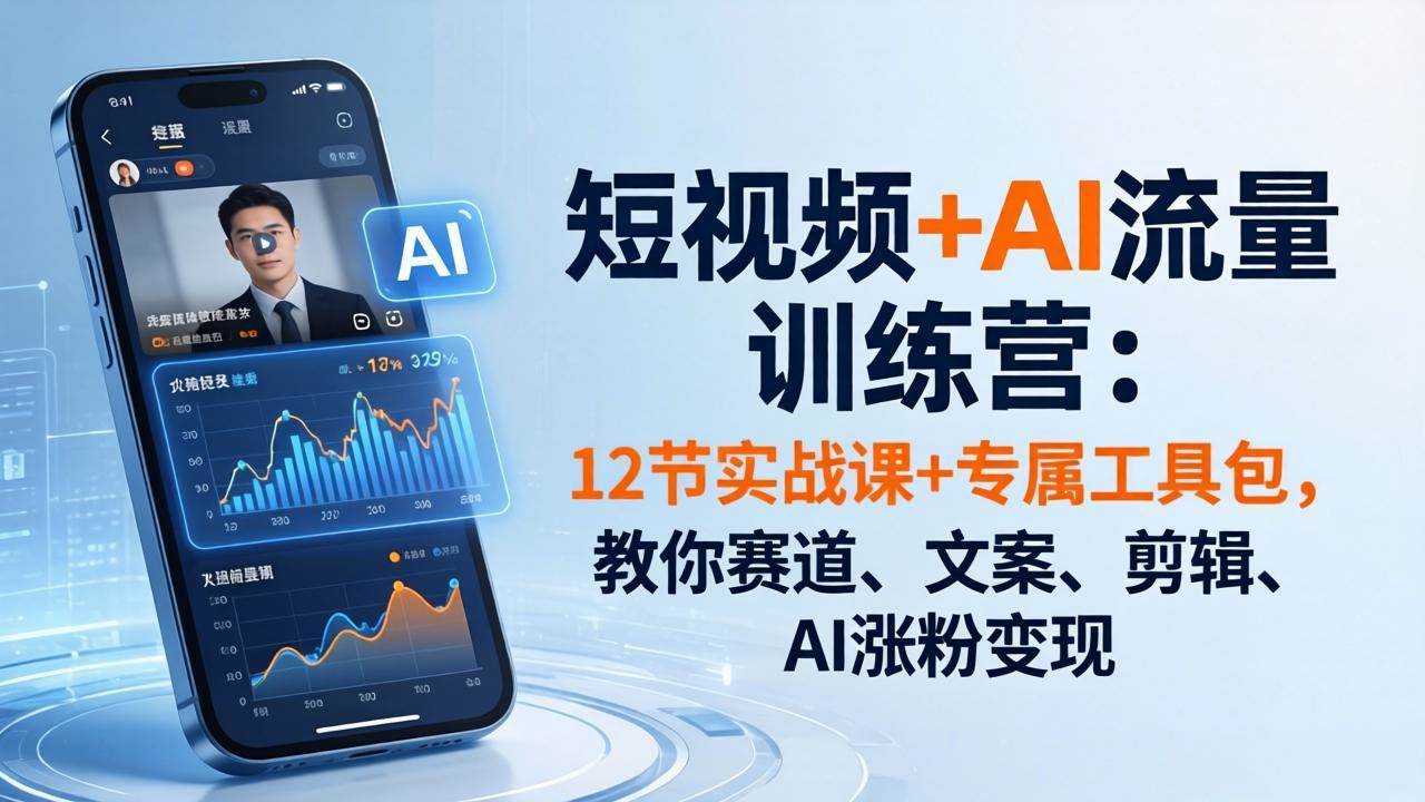 （18078期）短视频+AI流量训练营：12节实战课+专属工具包，教你赛道、文案、剪辑、AI涨粉变现-洛柒笔记