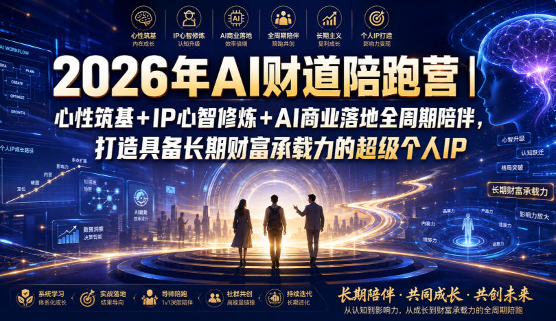 2026年AI财道陪跑营｜心性筑基+IP心智修炼+AI商业落地全周期陪伴，打造具备长期财富承载力的超级个人IP-洛柒笔记