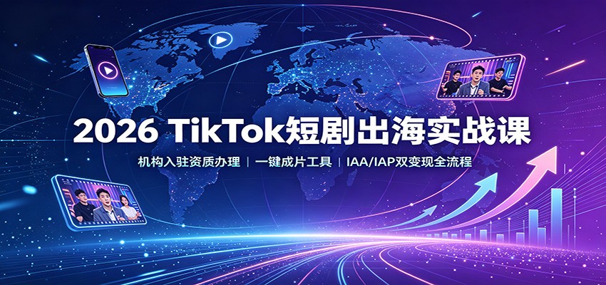 2026 TikTok短剧出海实战课：机构入驻资质办理，一键成片工具，IAA/IAP双变现全流程-洛柒笔记
