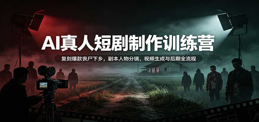 AI真人短剧制作训练营：复刻爆款丧尸下乡，剧本人物分镜，视频生成与后期全流程-洛柒笔记