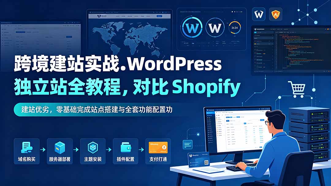 跨境建站实战：WordPress 独立站全教程，对比 Shopify 建站优劣，零基础完成站点搭建与全套功能配置-洛柒笔记