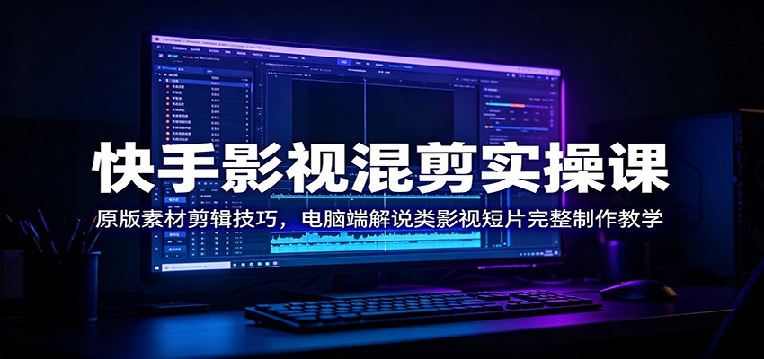 快手影视混剪实操课：原版素材剪辑技巧，电脑端解说类影视短片完整制作教学-洛柒笔记