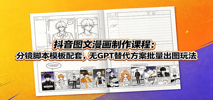 抖音图文漫画制作课程：分镜脚本模板配套，无GPT替代方案批量出图玩法-洛柒笔记