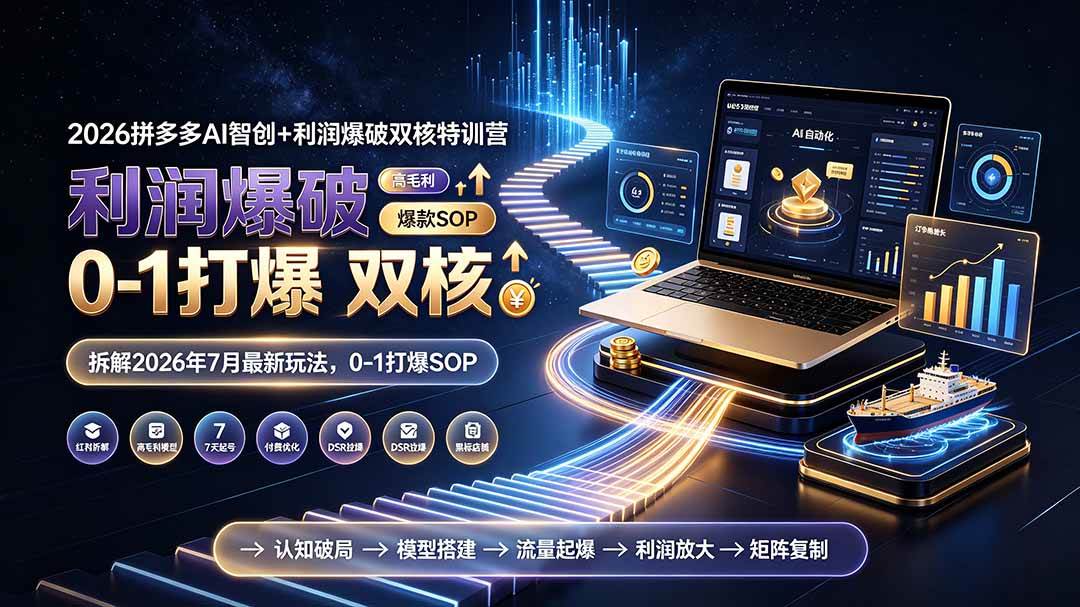 （19562期）2026拼多多AI智创+利润爆破双核特训营-更新：拆解2026年7月最新玩法，0-1打爆SOP