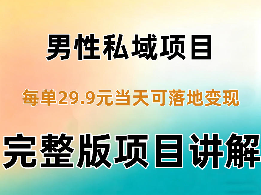 男性私域项目每单29.9，当天就能落地变现【不是S粉项目】详细拆解-洛柒笔记