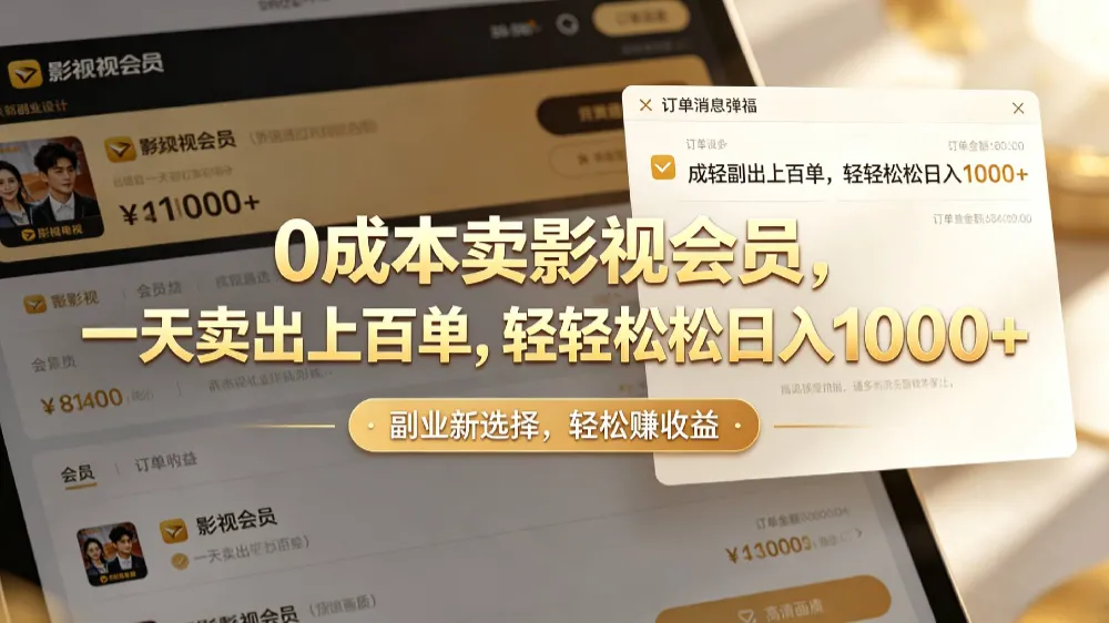 【小红书、咸鱼】0成本卖影视会员，一天卖出上百单，轻轻松松日入1000+-洛柒笔记