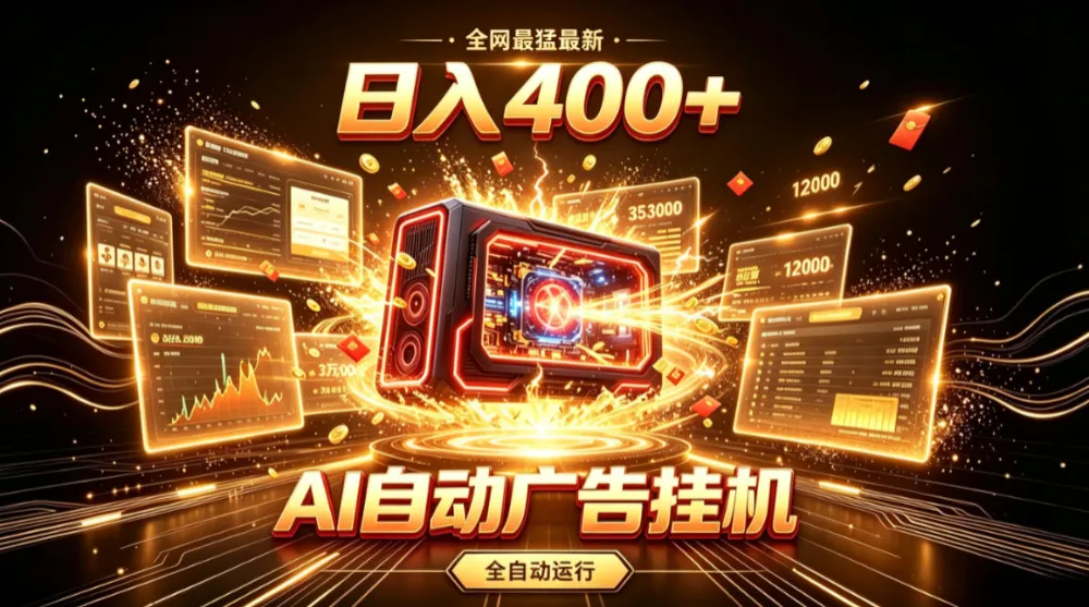 全网最猛最新的AI自动广告挂G，狠收益日入400+，真正做到躺賺式变现-洛柒笔记