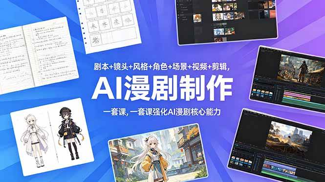 （18734期）剧本+镜头+风格+角色+场景+视频+剪辑，一套课强化AI漫剧核心能力-洛柒笔记