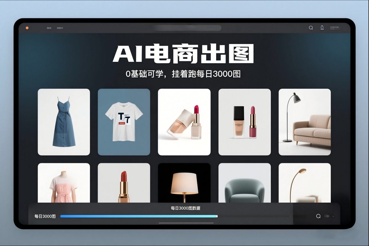 AI电商出图，0基础可学，挂着跑每日3000图-洛柒笔记
