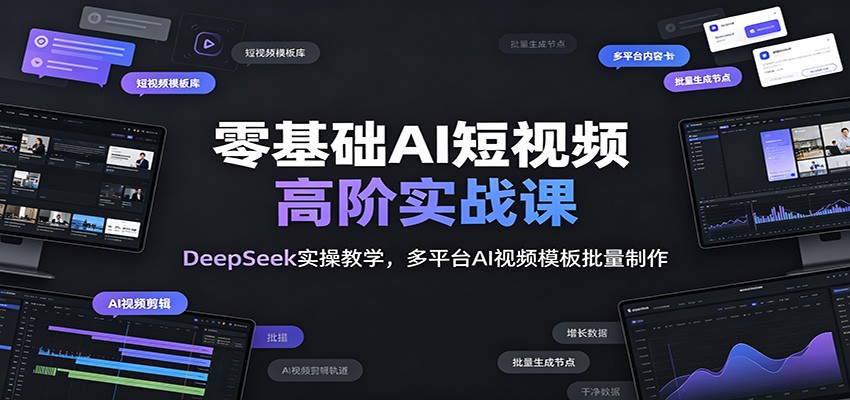 零基础AI短视频高阶实战课：DeepSeek实操教学，多平台AI视频模板批量制作-洛柒笔记