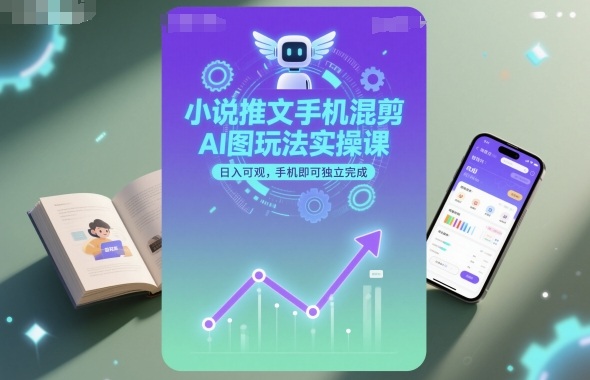 小说推文手机混剪AI图玩法实操课，日入可观，手机即可独立完成-洛柒笔记