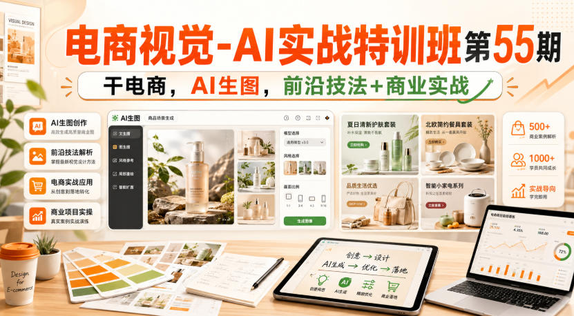 电商视觉-AI实战特训班第55期，干电商，AI生图，前沿技法+商业实战-洛柒笔记
