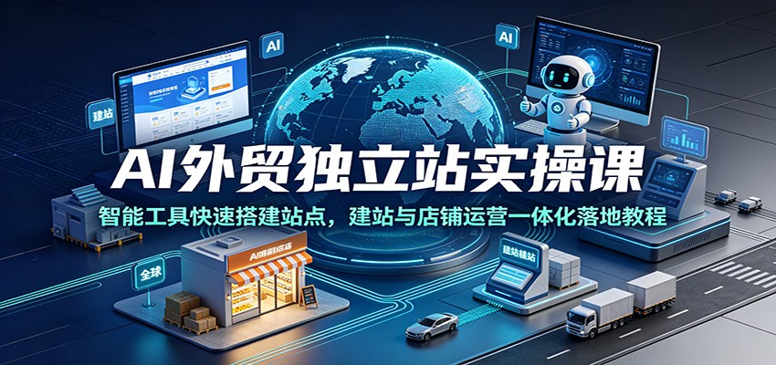 AI外贸独立站实操课：智能工具快速搭建站点，建站与店铺运营一体化落地教程-洛柒笔记