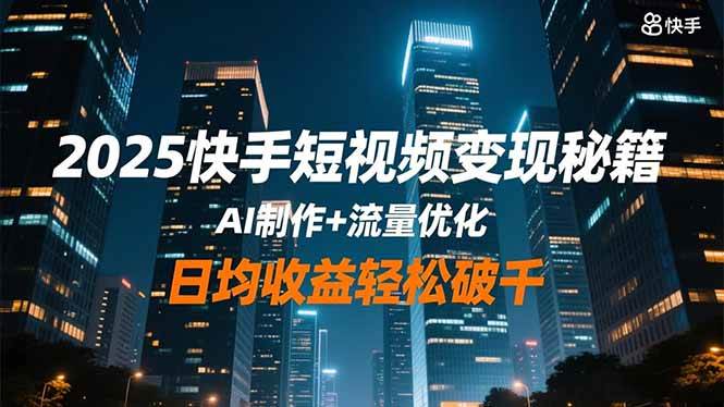 （16487期）2025快手短视频变现秘籍，AI制作+流量优化，日均收益轻松破千-洛柒笔记