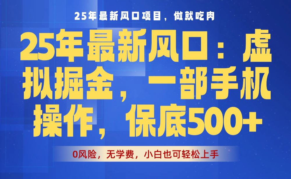 25年最新风口项目,虚拟掘金!保底日入500+,一部手机即可操作-洛柒笔记