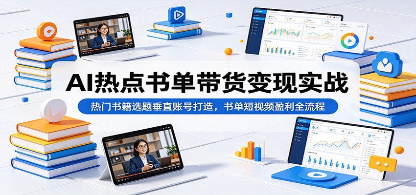 AI热点书单带货变现实战：热门书籍选题垂直账号打造，书单短视频盈利全流程-洛柒笔记