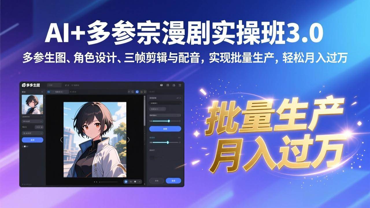 （17283期）AI+多参宗漫剧实操班3.0：多参生图、角色设计、三帧剪辑与配音，实现批量生产，轻松月入过万-洛柒笔记