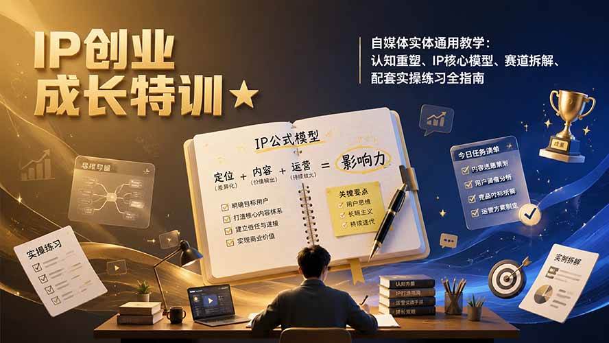 （19567期）IP创业成长特训★自媒体实体通用教学：认知重塑、IP核心模型、赛道拆解、配套实操练习全指南-洛柒笔记