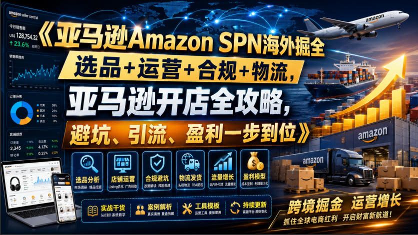 亚马逊Amazon SPN海外掘全，选品+运营+合规+物流，亚马逊开店全攻略，避坑、引流、盈利一步到位-洛柒笔记