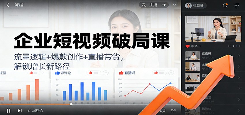 企业短视频破局课：流量逻辑+爆款创作+直播带货，解锁增长新路径-洛柒笔记