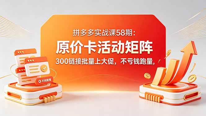 （18395期）拼多多实战课58期：原价卡活动矩阵，300链接批量上大促，不亏钱跑量-洛柒笔记