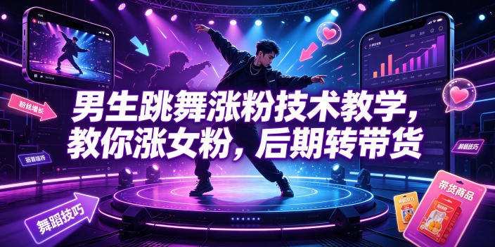 男生跳舞涨粉技术教学，教你涨女粉，后期转带货-洛柒笔记