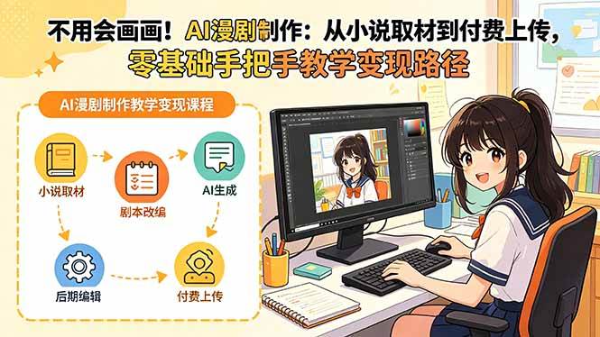 （19429期）不用会画画！AI漫剧制作：从小说取材到付费上传，零基础手把手教学变现路径（更新）-洛柒笔记