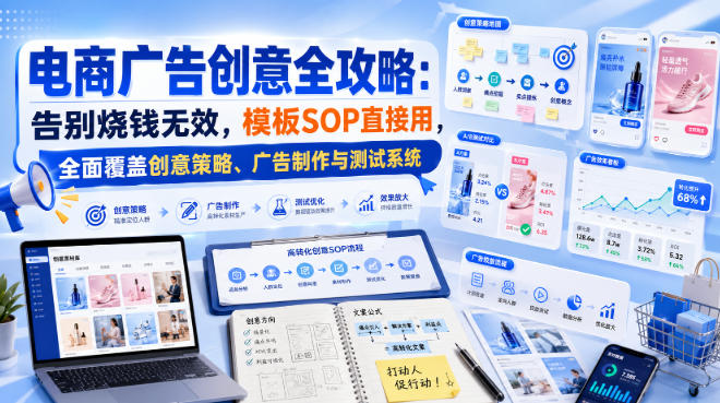 电商广告创意全攻略：告别烧钱无效，模板SOP直接用，全面覆盖创意策略、广告制作与测试系统【原创双语字幕】-洛柒笔记