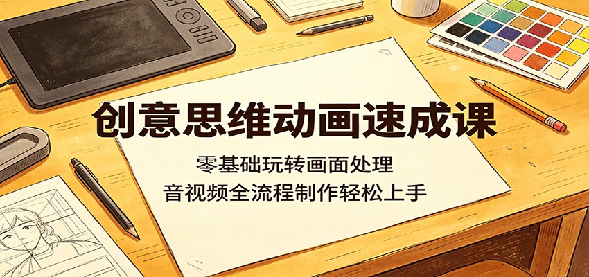 创意思维动画速成课：零基础玩转画面处理，音视频全流程制作轻松上手-洛柒笔记