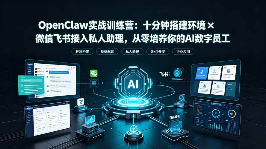 （19287期）OpenClaw实战特训营：十分钟搭建环境×微信飞书接入私人助理，从零培养你的AI数字员工-洛柒笔记