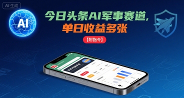 今日头条AI军事赛道，单日收益多张 ，手机可做【附指令】-洛柒笔记