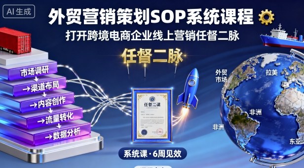 外贸营销策划SOP系统课程，打开跨境电商企业线上营销任督二脉-洛柒笔记