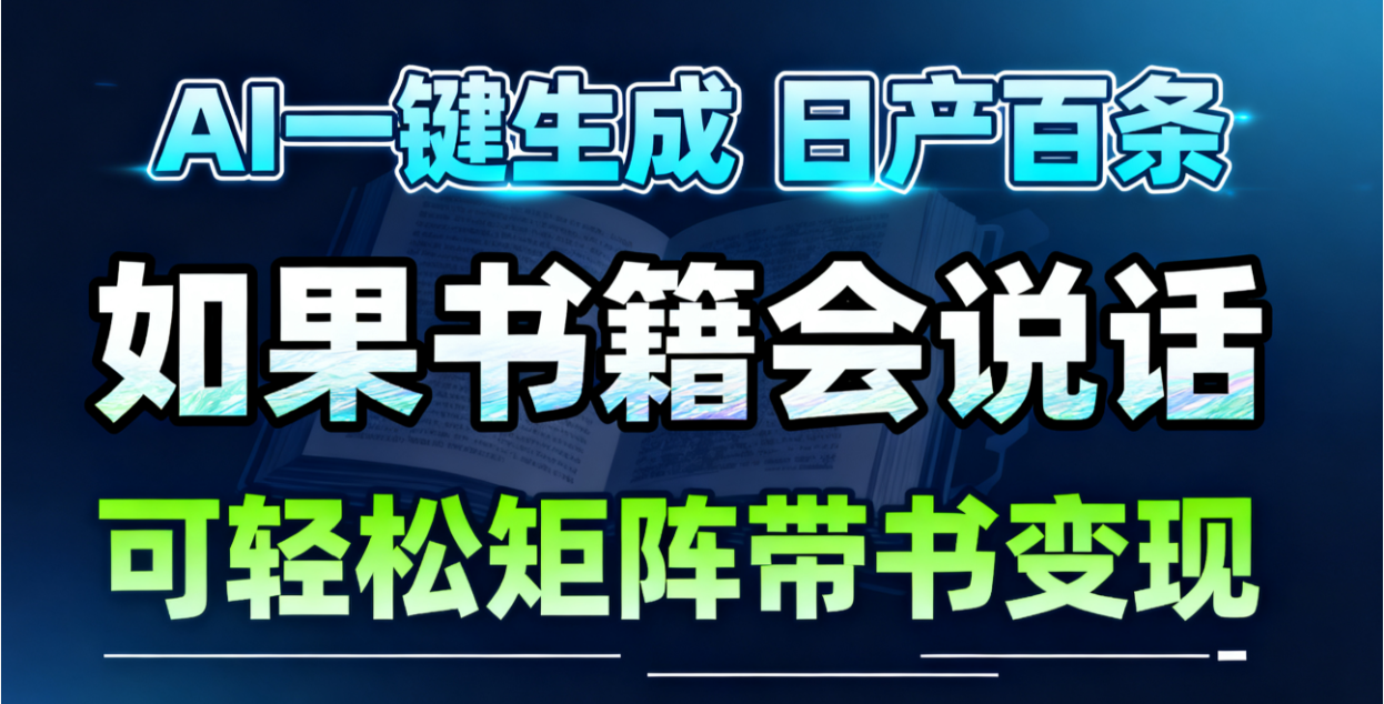AI书籍会说话，轻松带书变现，月入3W+-洛柒笔记