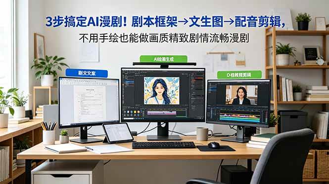 （18866期）3步搞定AI漫剧！剧本框架→文生图→配音剪辑，不用手绘也能做画质精致剧情流畅漫剧-洛柒笔记
