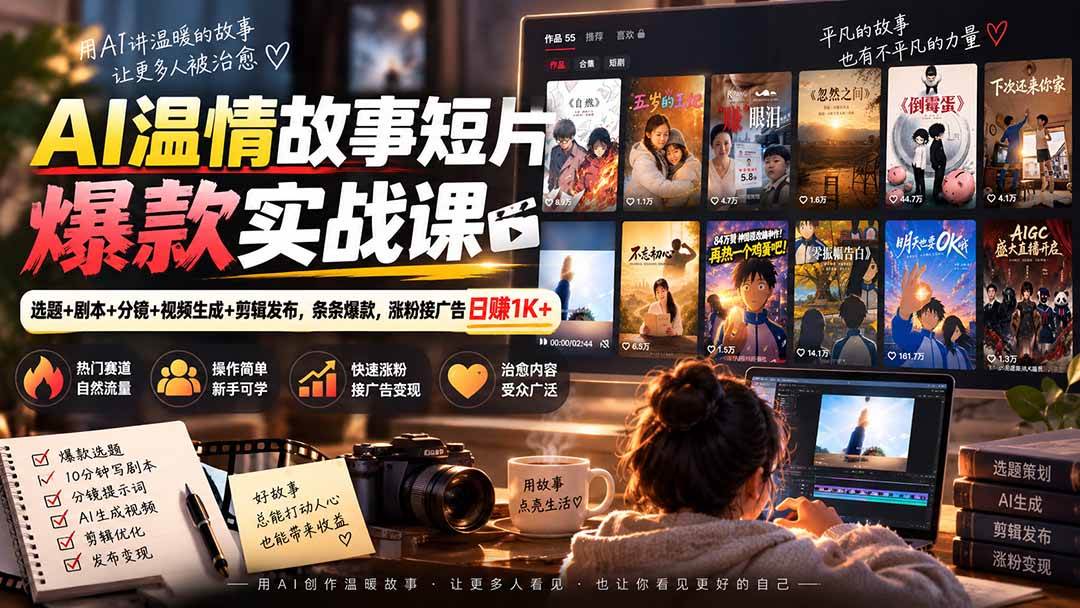 （20477期）AI温情故事短片爆款实战课-更新｜选题+剧本+分镜+视频生成+剪辑发布，条条爆款，涨粉接广告日赚1K+-洛柒笔记