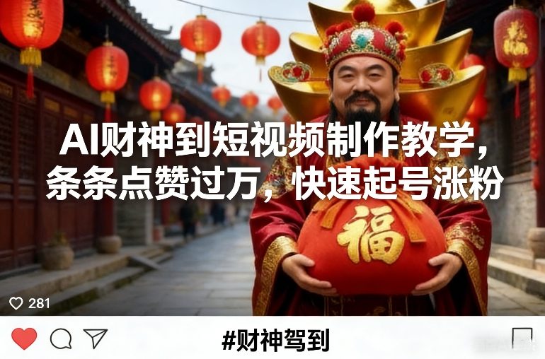 AI财神到短视频制作教学，条条点赞过万，快速起号涨粉-洛柒笔记