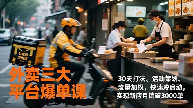 （17019期）外卖三大平台爆单课，30天打法、活动策划、流量加权，快速冷启动，实现新店月销破3000单-洛柒笔记