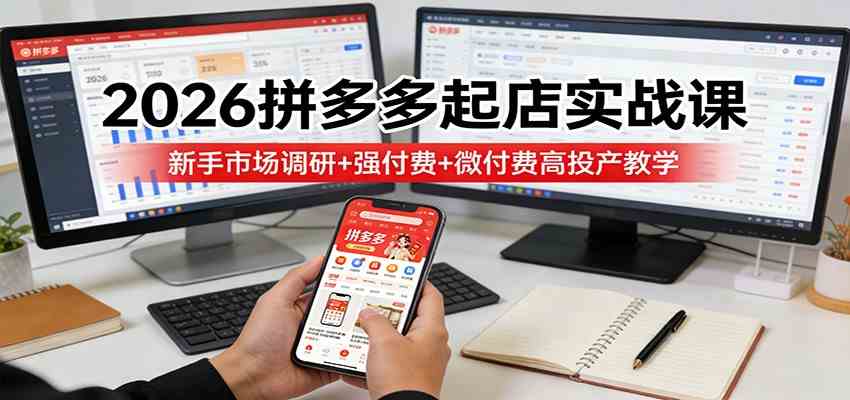 2026拼多多起店实战课：新手市场调研+强付费+微付费高投产教学-洛柒笔记