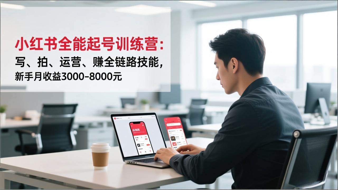 （16836期）小红书全能起号训练营：写、拍、运营、赚全链路技能，新手月收益3000-8000元-洛柒笔记