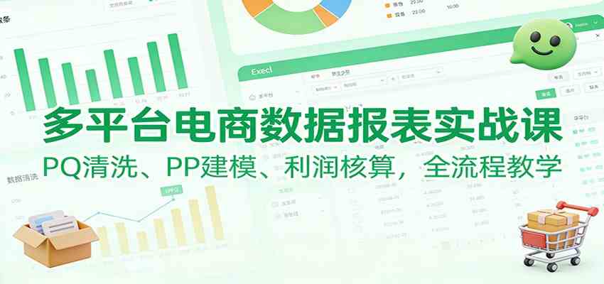 多平台电商数据报表实战课：PQ清洗、PP建模、 利润核算，全流程教学-洛柒笔记
