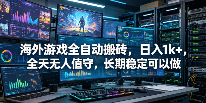 海外游戏全自动搬砖项目，日入1k+，全天无人值守，长期稳定可以做【揭秘】