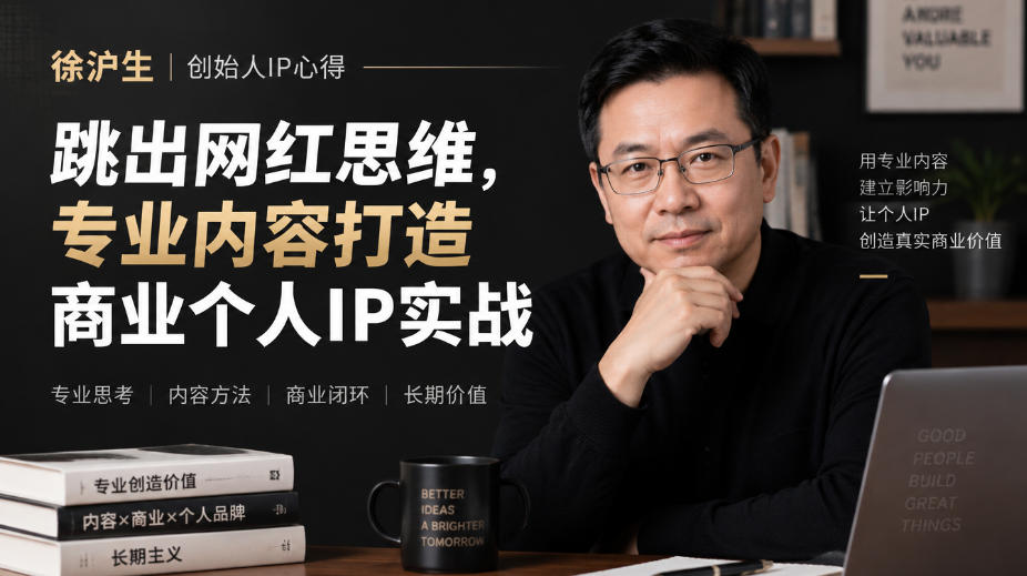 徐沪生创始人IP心得｜跳出网红思维，专业内容打造商业个人IP实战【文档】-洛柒笔记