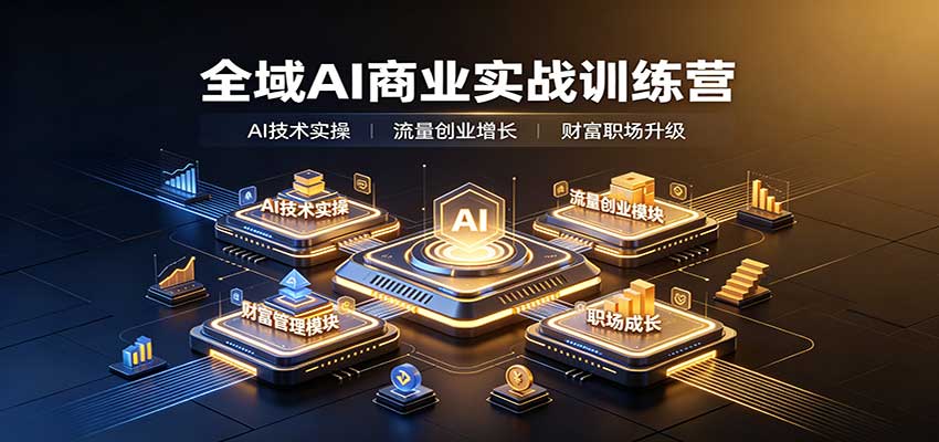全域AI商业实战训练营：涵盖AI技术实操、流量创业、财富管理与职场成长全体系内容-洛柒笔记