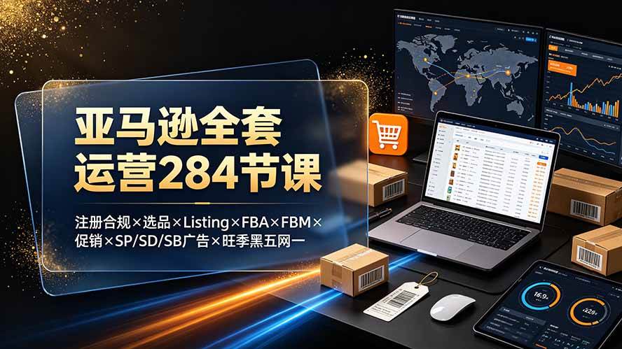 （19410期）亚马逊全套运营284节课：注册合规×选品×Listing×FBA×FBM×促销×SP/SD/SB广告×旺季黑五网一-洛柒笔记