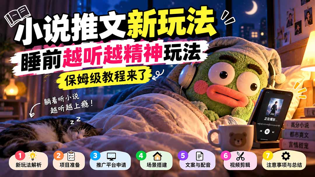 小说推文新玩法，睡前越听越精神玩法，保姆级教程来了-洛柒笔记
