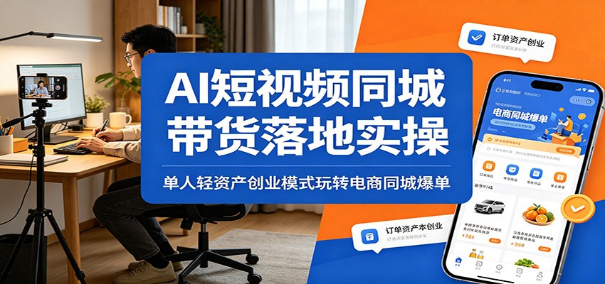 AI短视频同城带货落地实操：单人轻资产创业模式玩转电商同城爆单-洛柒笔记