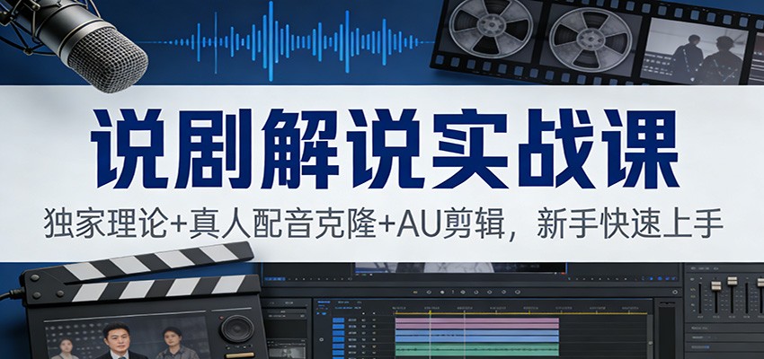 说剧解说实战课：独家理论+真人配音克隆+AU剪辑，新手快速上手-洛柒笔记